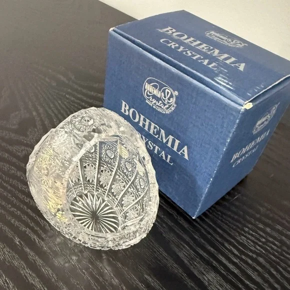 Bohemian Crystal Basket Vase